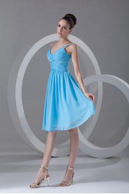 Chiffon Knee Length Dress with Embroidery