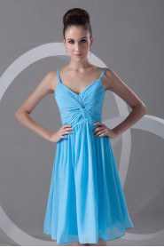 Chiffon Knee Length Dress with Embroidery