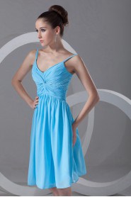 Chiffon Knee Length Dress with Embroidery