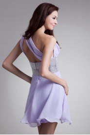 Chiffon Asymmetrical Short Dress with Sequins