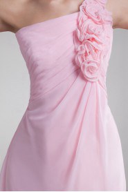 Chiffon One Shoulder Short Dress with Hand-made Flower