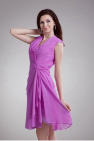 Chiffon V-Neck Knee Length Dress