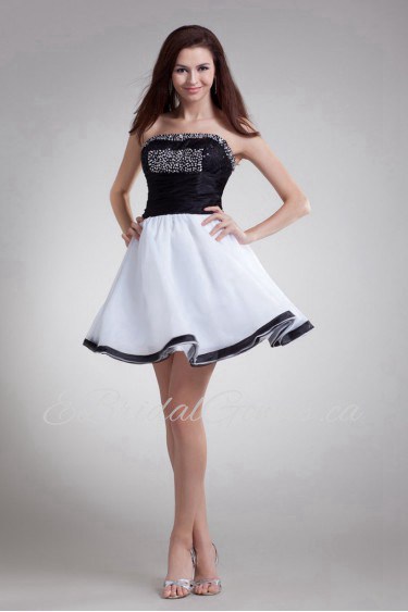 Organza Strapless Short Dress