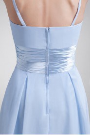 Chiffon Strapless Tea Length Dress