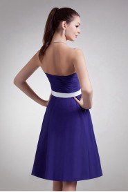 Chiffon Strapless Knee Length Dress with Sash