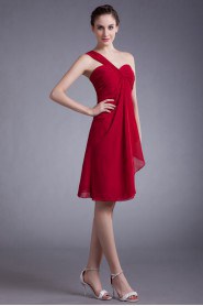 Chiffon One Shoulder Knee Length Column Dress