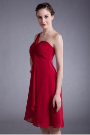 Chiffon One Shoulder Knee Length Column Dress