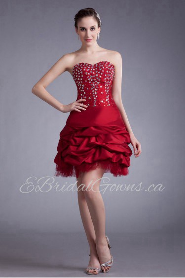 Taffeta Sweetheart Short Dress with Embroidery