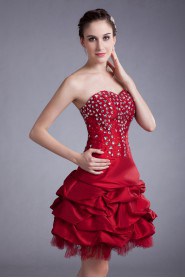 Taffeta Sweetheart Short Dress with Embroidery