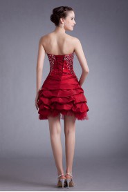 Taffeta Sweetheart Short Dress with Embroidery