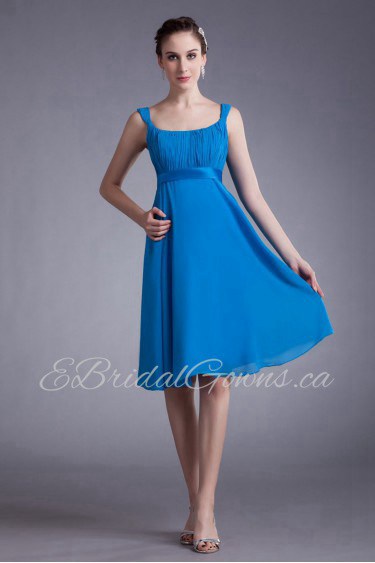 Chiffon Straps Knee Length Column Dress