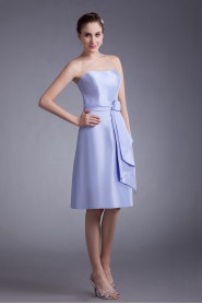 Taffeta Strapless Knee Length A Line Dress with Sash