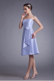 Taffeta Strapless Knee Length A Line Dress with Sash