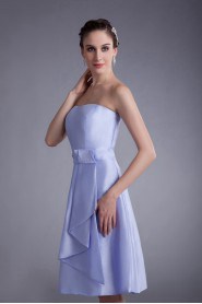 Taffeta Strapless Knee Length A Line Dress with Sash