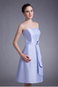 Taffeta Strapless Knee Length A Line Dress with Sash