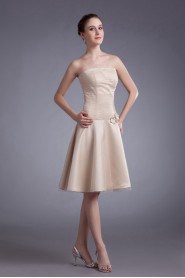 Net Strapless Knee Length Sheath Dress with Embroidery