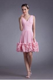 Chiffon V-Neck Knee Length Column Dress