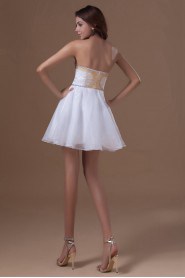 Organza Strapless Short A Line Dress with Embroidery