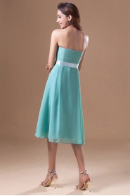 Chiffon Strapless Knee Length Dress with Sash