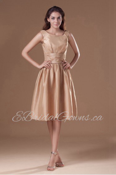 Taffeta Scoop Knee Length Dress