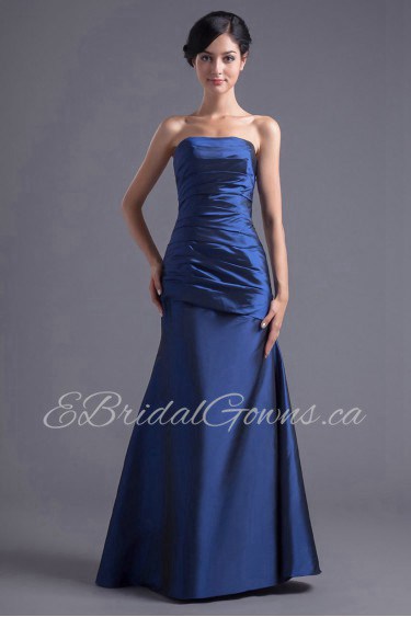 Taffeta Strapless A Line Dress with Directionally Ruched Bodice