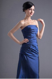 Taffeta Strapless A Line Dress with Directionally Ruched Bodice