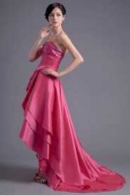 Taffeta Strapless Dress with Embroidery