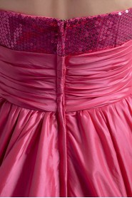 Taffeta Strapless Dress with Embroidery