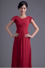 Chiffon V Neckline Empire Cap Sleeves Dress