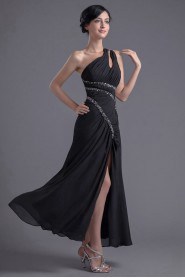 Chiffon Asymmetrical Sheath Ankle-Length Dress with Sequins