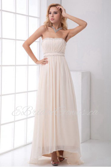 Chiffon Strapless A Line Ankle-Length Dress with Sequins