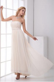 Chiffon Strapless A Line Ankle-Length Dress with Sequins