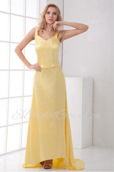 Satin V Neckline Sheath Dress