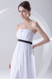 Chiffon Scallop Column Dress with Sash