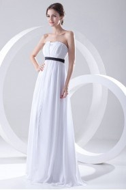 Chiffon Scallop Column Dress with Sash