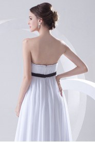 Chiffon Scallop Column Dress with Sash