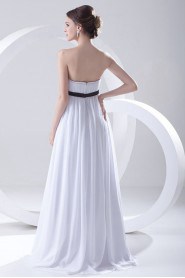 Chiffon Scallop Column Dress with Sash