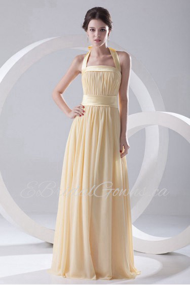 Chiffon Strapless Column Floor Length Dress with Sash