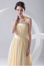 Chiffon Strapless Column Floor Length Dress with Sash