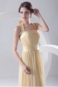 Chiffon Strapless Column Floor Length Dress with Sash