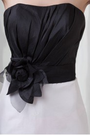 Satin Strapless Sheath Dress with Hand-made Flower