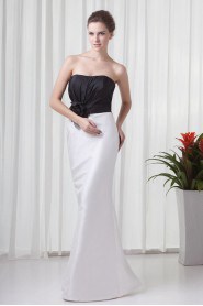 Satin Strapless Sheath Dress with Hand-made Flower