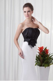 Satin Strapless Sheath Dress with Hand-made Flower