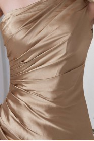 Satin Asymmetrical Sheath Dress with Gathered Ruched Bodice