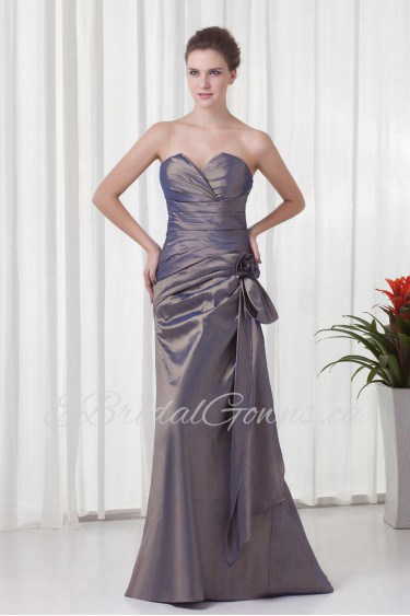 Taffeta Strapless Sheath Dress with Hand-made Flower