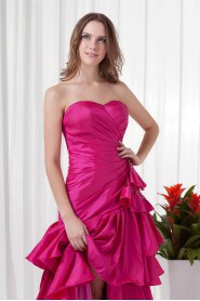 Taffeta Sweetheart A Line Dress with Gathered Ruched Bodice