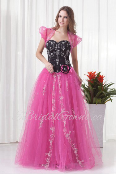 Satin and Net Sweetheart Ball Gown with Embroidered and Jacket