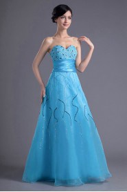 Organza Sweetheart A Line Dress with Sash and Sequins