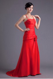 Satin Sheath Dress with Directionally Ruched Bodice