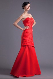 Satin Sweetheart A Line Dress with Gathered Ruched Bodice